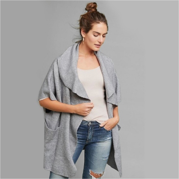 MOTH/ANTHROPOLOGIE Sophie Cardigan Sweater Jacket Grey Oversized Pockets - Picture 6 of 6